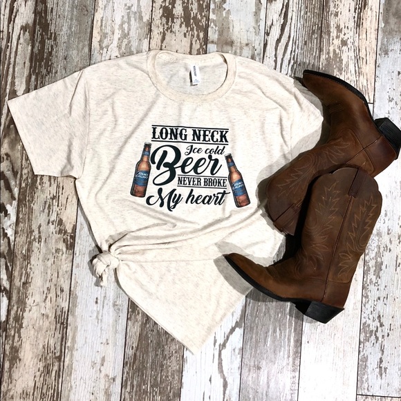 Jerzees Tops - Luke combs beer never broke my heart shirt
